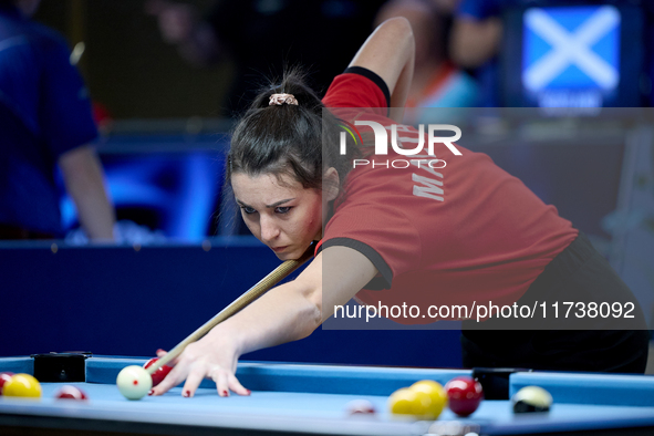 Alexia Cassano from the Malta Blackball ladies national team performs during one of the events at the inaugural IBF World Blackball Champion...