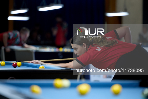 Ana Thomas from the Malta Blackball ladies national team performs during one of the events at the inaugural IBF World Blackball Championship...