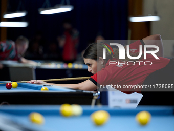 Ana Thomas from the Malta Blackball ladies national team performs during one of the events at the inaugural IBF World Blackball Championship...