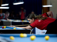 Ana Thomas from the Malta Blackball ladies national team performs during one of the events at the inaugural IBF World Blackball Championship...