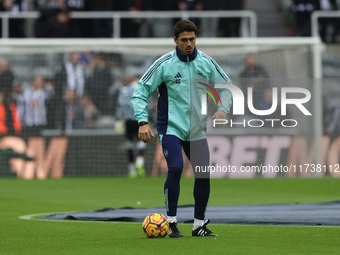 Arsenal Assistant Coach Carlos Cuesta is present during the Premier League match between Newcastle United and Arsenal at St. James's Park in...