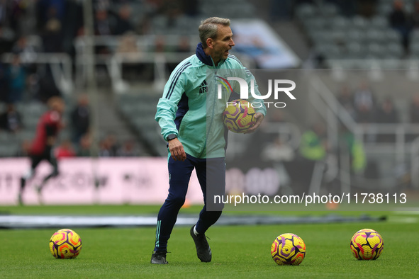 Arsenal Assistant Manager Albert Stuivenberg is present during the Premier League match between Newcastle United and Arsenal at St. James's...