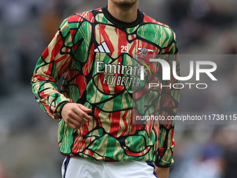 Kai Havertz warms up during the Premier League match between Newcastle United and Arsenal at St. James's Park in Newcastle, United Kingdom,...