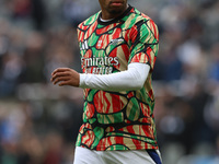 Jurrien Timber of Arsenal plays during the Premier League match between Newcastle United and Arsenal at St. James's Park in Newcastle, Unite...