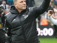 Newcastle United manager Eddie Howe is present during the Premier League match between Newcastle United and Arsenal at St. James's Park in N...