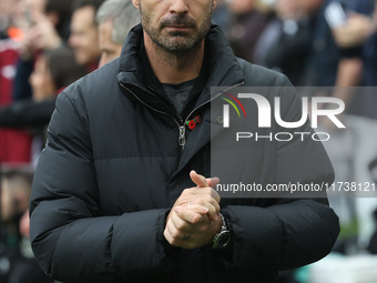 Arsenal manager Mikel Arteta is present during the Premier League match between Newcastle United and Arsenal at St. James's Park in Newcastl...