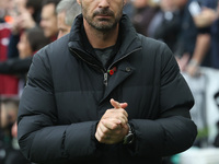 Arsenal manager Mikel Arteta is present during the Premier League match between Newcastle United and Arsenal at St. James's Park in Newcastl...