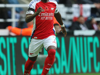 Bukayo Saka of Arsenal is in action during the Premier League match between Newcastle United and Arsenal at St. James's Park in Newcastle, U...