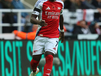 Bukayo Saka of Arsenal is in action during the Premier League match between Newcastle United and Arsenal at St. James's Park in Newcastle, U...