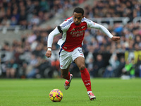 Jurrien Timber of Arsenal plays during the Premier League match between Newcastle United and Arsenal at St. James's Park in Newcastle, Unite...