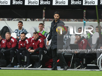 Arsenal manager Mikel Arteta is present during the Premier League match between Newcastle United and Arsenal at St. James's Park in Newcastl...