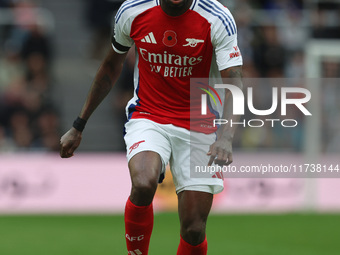 Thomas Partey of Arsenal plays during the Premier League match between Newcastle United and Arsenal at St. James's Park in Newcastle, United...