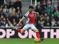 Declan Rice plays during the Premier League match between Newcastle United and Arsenal at St. James's Park in Newcastle, United Kingdom, on...