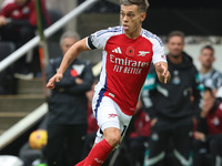 Leandro Trossard plays during the Premier League match between Newcastle United and Arsenal at St. James's Park in Newcastle, United Kingdom...