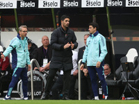 Arsenal manager Mikel Arteta is present during the Premier League match between Newcastle United and Arsenal at St. James's Park in Newcastl...