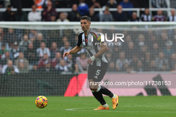 Fabian Schar of Newcastle United plays during the Premier League match between Newcastle United and Arsenal at St. James's Park in Newcastle...