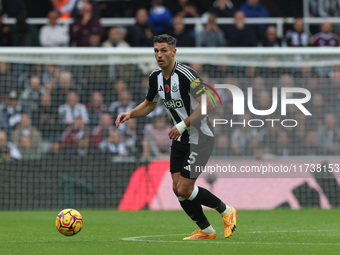 Fabian Schar of Newcastle United plays during the Premier League match between Newcastle United and Arsenal at St. James's Park in Newcastle...