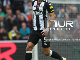 Fabian Schar of Newcastle United plays during the Premier League match between Newcastle United and Arsenal at St. James's Park in Newcastle...