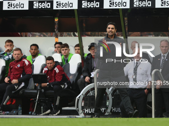 Arsenal manager Mikel Arteta is present during the Premier League match between Newcastle United and Arsenal at St. James's Park in Newcastl...