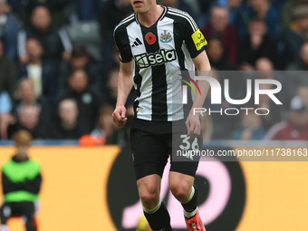 Sean Longstaff of Newcastle United is in action during the Premier League match between Newcastle United and Arsenal at St. James's Park in...