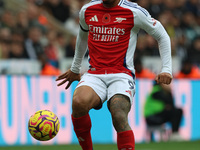 Gabriel Jesus plays during the Premier League match between Newcastle United and Arsenal at St. James's Park in Newcastle, United Kingdom, o...