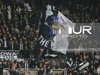 Newcastle United's fans in the Gallowgate End celebrate their 1-0 win during the Premier League match between Newcastle United and Arsenal a...