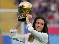 Aitana Bonmati offers her second Ballon d'Or to the supporters before the match between FC Barcelona and RCD Espanyol, corresponding to week...