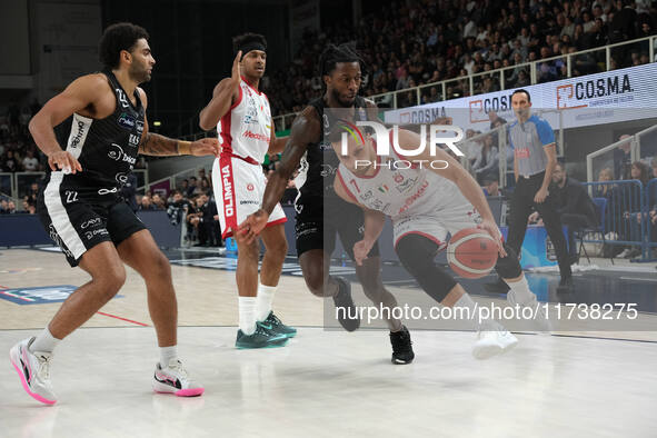 Stefano Tonut of EA7 Emporio Armani Milano carries the ball during the match between Dolomiti Energia Trentino and EA7 Emporio Armani Milano...