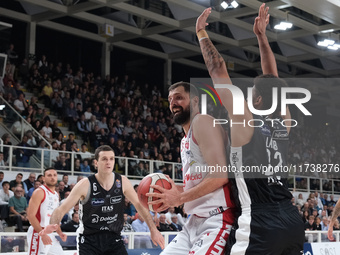 Nikola Mirotic of EA7 Emporio Armani Milano is in action during the match between Dolomiti Energia Trentino and EA7 Emporio Armani Milano in...