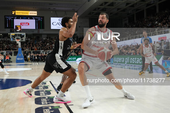 Nikola Mirotic of EA7 Emporio Armani Milano is in action during the match between Dolomiti Energia Trentino and EA7 Emporio Armani Milano in...