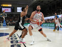 Nikola Mirotic of EA7 Emporio Armani Milano is in action during the match between Dolomiti Energia Trentino and EA7 Emporio Armani Milano in...