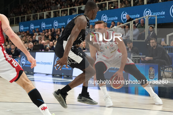 Stefano Tonut of EA7 Emporio Armani Milano carries the ball during the match between Dolomiti Energia Trentino and EA7 Emporio Armani Milano...