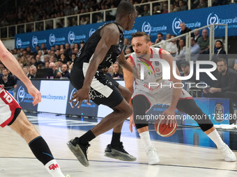 Stefano Tonut of EA7 Emporio Armani Milano carries the ball during the match between Dolomiti Energia Trentino and EA7 Emporio Armani Milano...