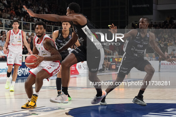 Armoni Brooks of EA7 Emporio Armani Milano is in action during the match between Dolomiti Energia Trentino and EA7 Emporio Armani Milano, re...