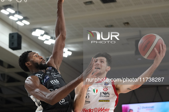 Leandro Bolmaro of EA7 Emporio Armani Milano takes the rebound during the match between Dolomiti Energia Trentino and EA7 Emporio Armani Mil...