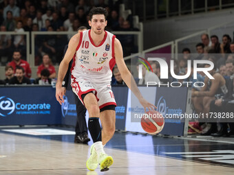 The EA7 Emporio Armani Milano team plays during the match between Dolomiti Energia Trentino and EA7 Emporio Armani Milano in the regular sea...