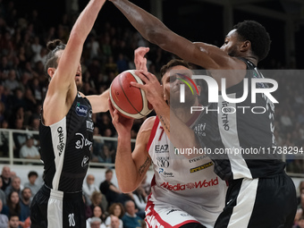 Stefano Tonut of EA7 Emporio Armani Milano penetrates during the match between Dolomiti Energia Trentino and EA7 Emporio Armani Milano in th...