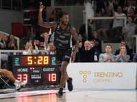 Myles Cale of Dolomiti Energia Trentino celebrates after scoring a basket during the match between Dolomiti Energia Trentino and EA7 Emporio...