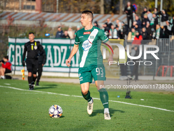 Ivan Tsyupa participates in the game between Wieczysta Krakow and Olimpia Grudziadz in Krakow, Poland, on November 3, 2024. This is a Betcli...