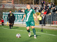 Ivan Tsyupa participates in the game between Wieczysta Krakow and Olimpia Grudziadz in Krakow, Poland, on November 3, 2024. This is a Betcli...