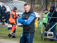 Olimpia coach Grzegorz Nicinski is present during the game between Wieczysta Krakow and Olimpia Grudziadz in Krakow, Poland, on November 3,...