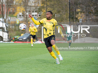 Lisandro Semedo participates in the game between Wieczysta Krakow and Olimpia Grudziadz in Krakow, Poland, on November 3, 2024. This is a Be...