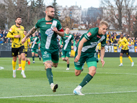 A Betclic 2 Liga game takes place between Wieczysta Krakow and Olimpia Grudziadz in Krakow, Poland, on November 3, 2024. This is a Polish fo...