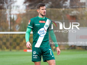 Tomasz Kaczmarek participates in the game between Wieczysta Krakow and Olimpia Grudziadz in Krakow, Poland, on November 3, 2024. This is a B...