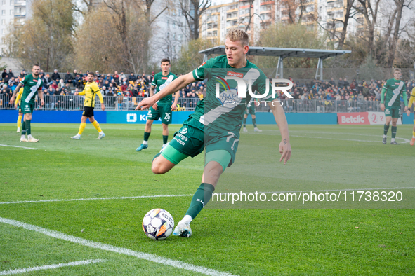 Rafal Kobryn participates in the game between Wieczysta Krakow and Olimpia Grudziadz in Krakow, Poland, on November 3, 2024. This is a Betcl...