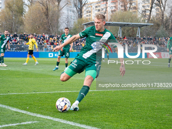 Rafal Kobryn participates in the game between Wieczysta Krakow and Olimpia Grudziadz in Krakow, Poland, on November 3, 2024. This is a Betcl...