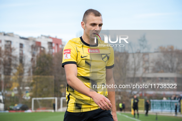 Pawel Lysiak participates in the game between Wieczysta Krakow and Olimpia Grudziadz in Krakow, Poland, on November 3, 2024. This is a Betcl...