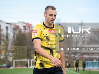 Pawel Lysiak participates in the game between Wieczysta Krakow and Olimpia Grudziadz in Krakow, Poland, on November 3, 2024. This is a Betcl...