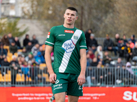 Bartosz Zbiciak participates in the game between Wieczysta Krakow and Olimpia Grudziadz in Krakow, Poland, on November 3, 2024. This is a Be...