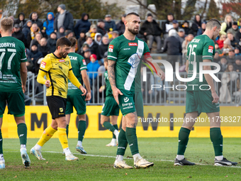 Damian Kostkowski participates in the game between Wieczysta Krakow and Olimpia Grudziadz in Krakow, Poland, on November 3, 2024. This is a...